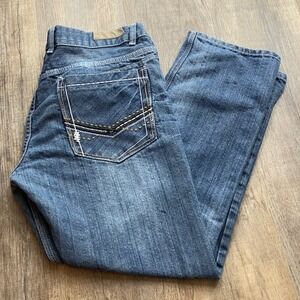 Vintage Fusai Jeans Mens 36x30 Blue Dark Wash Cotton Straight Relaxed Fit Denim